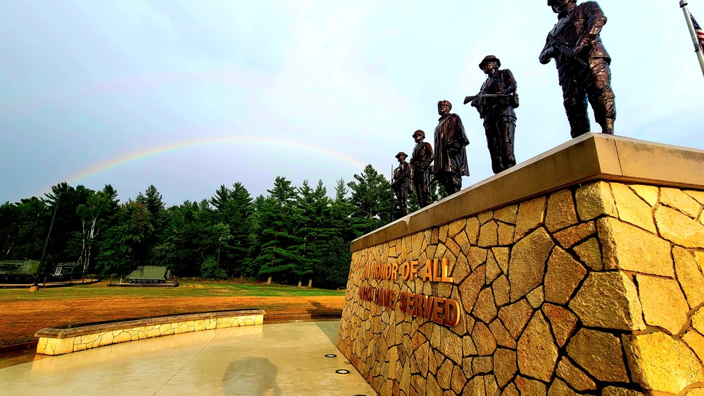 Rainbow over Fort McCoy's historic Commemorative Area