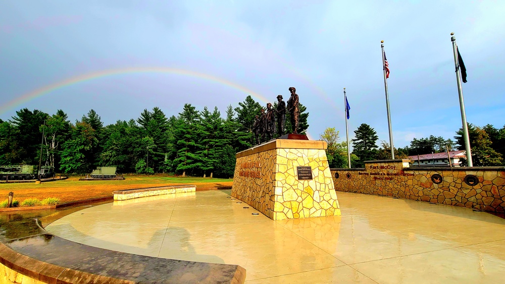 Rainbow over Fort McCoy's historic Commemorative Area