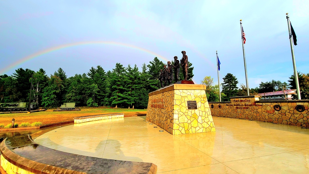 Rainbow over Fort McCoy's historic Commemorative Area