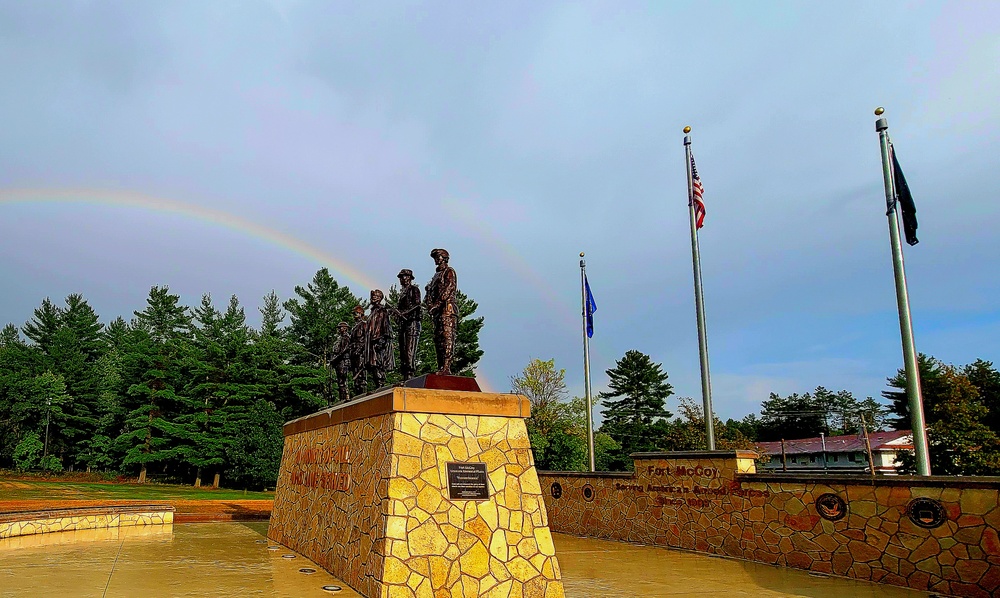 Rainbow over Fort McCoy's historic Commemorative Area