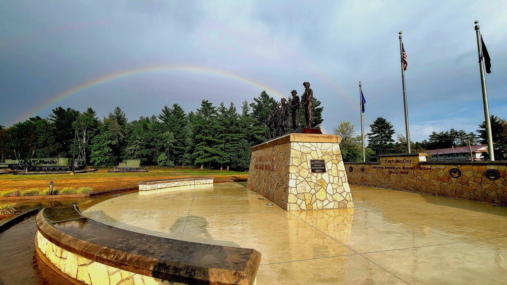 Rainbow over Fort McCoy's historic Commemorative Area