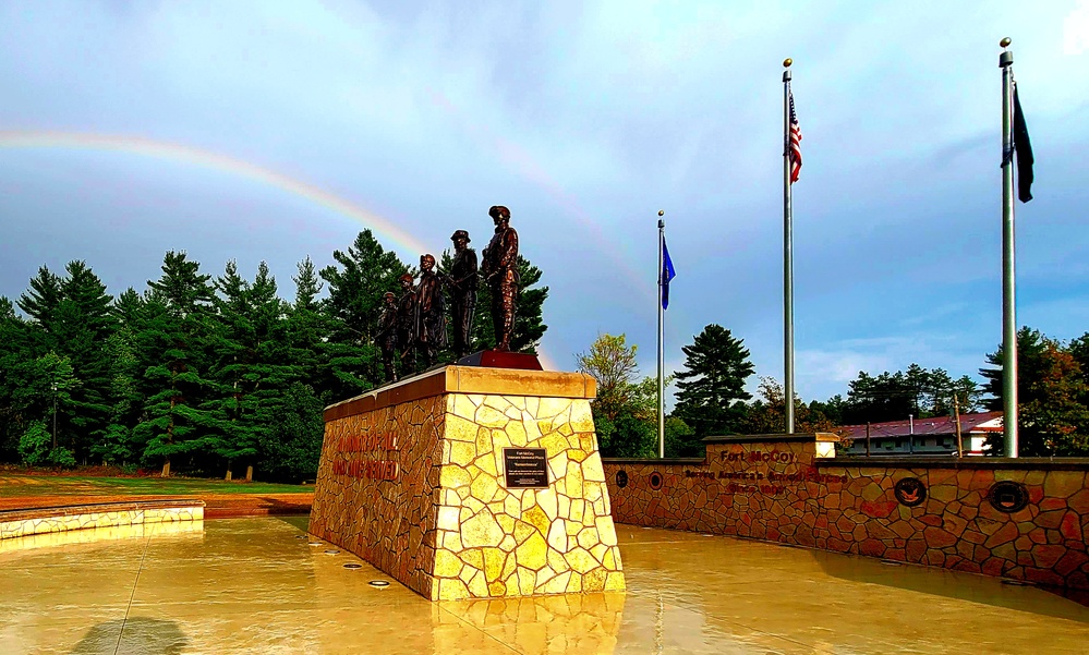 Rainbow over Fort McCoy's historic Commemorative Area