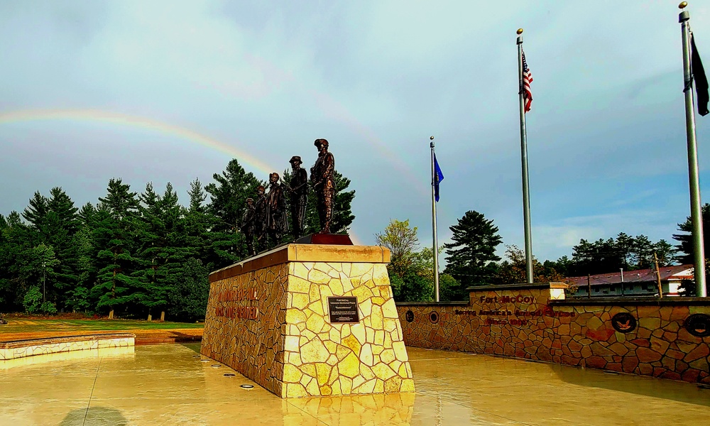 Rainbow over Fort McCoy's historic Commemorative Area