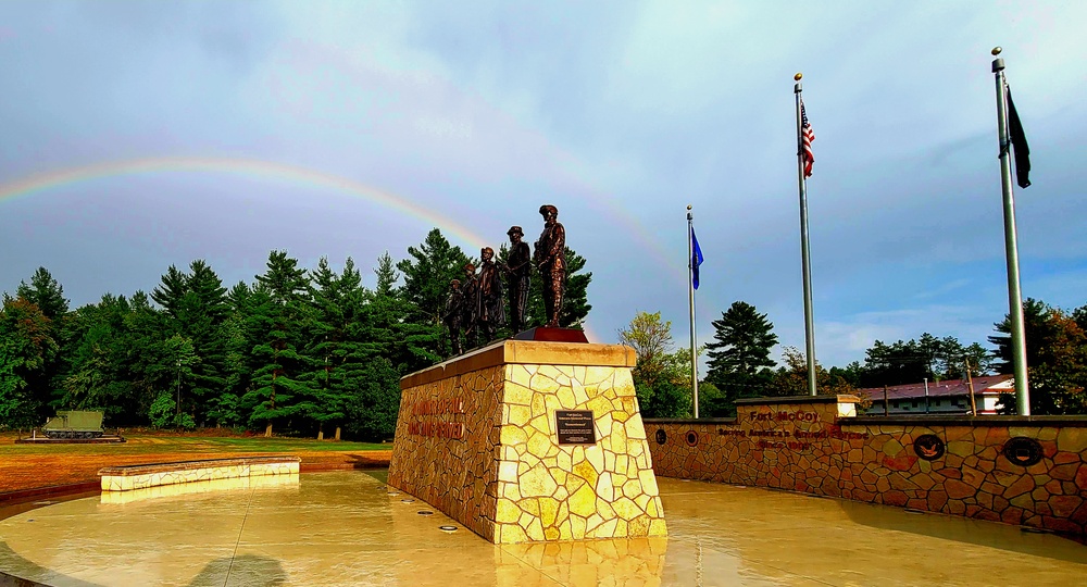 Rainbow over Fort McCoy's historic Commemorative Area