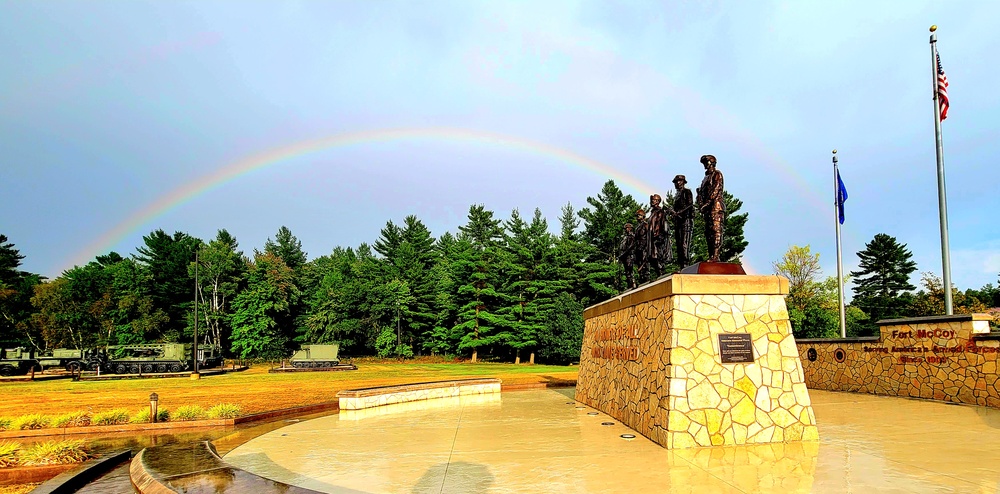 Rainbow over Fort McCoy's historic Commemorative Area