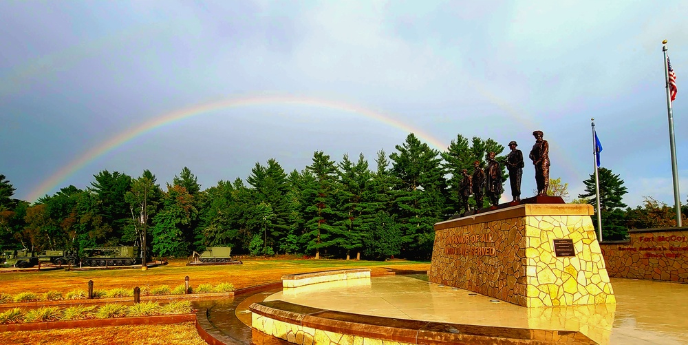 Rainbow over Fort McCoy's historic Commemorative Area