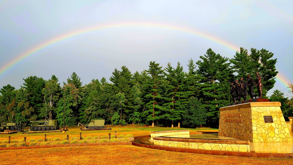 Rainbow over Fort McCoy's historic Commemorative Area