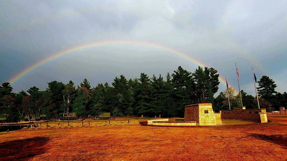 Rainbow over Fort McCoy's historic Commemorative Area