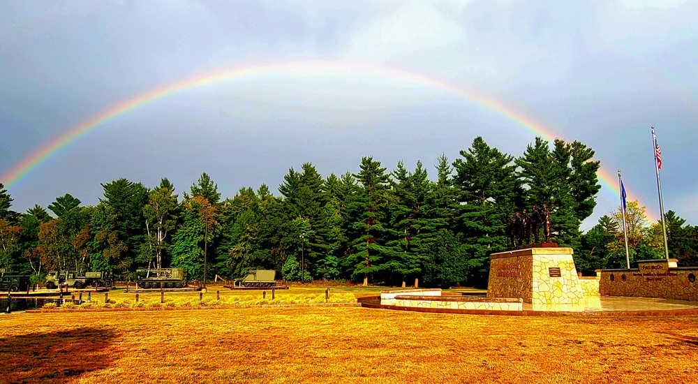 Rainbow over Fort McCoy's historic Commemorative Area