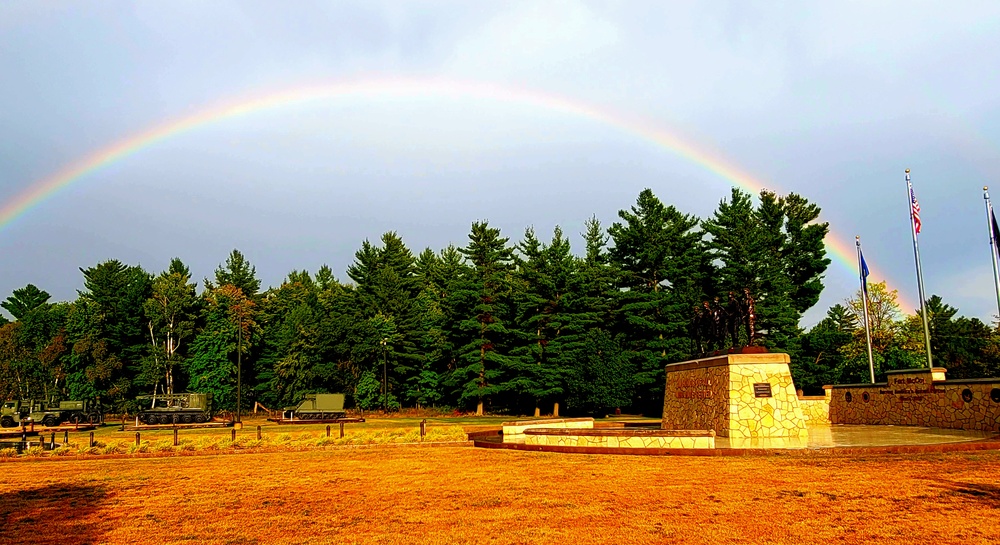 Rainbow over Fort McCoy's historic Commemorative Area