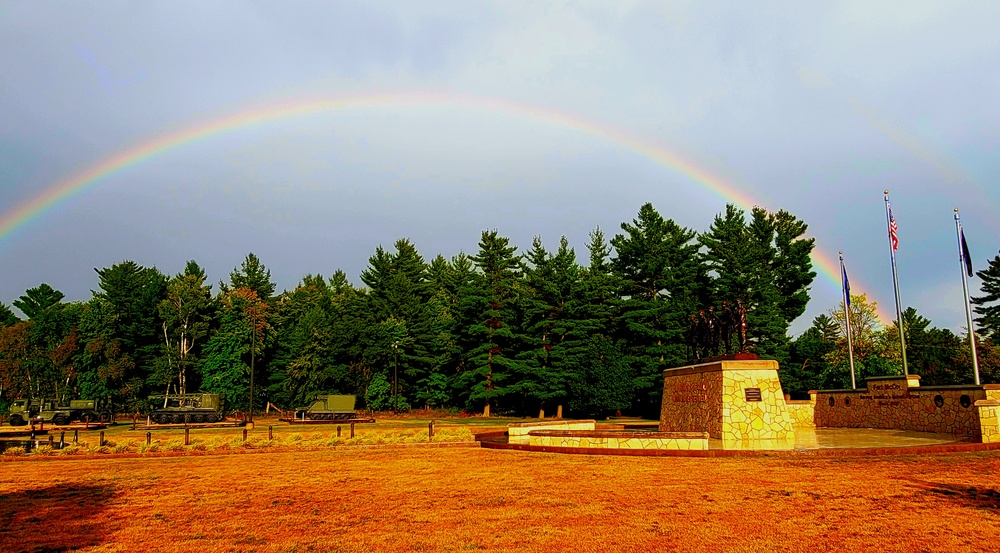 Rainbow over Fort McCoy's historic Commemorative Area