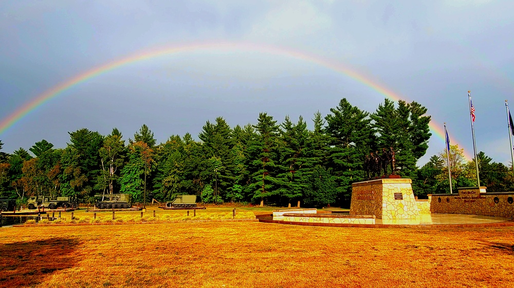 Rainbow over Fort McCoy's historic Commemorative Area