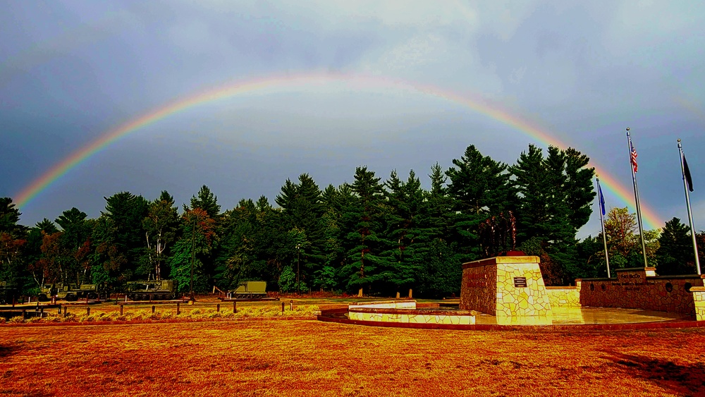 Rainbow over Fort McCoy's historic Commemorative Area