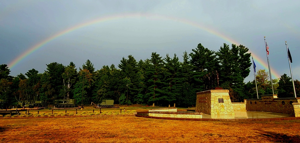 Rainbow over Fort McCoy's historic Commemorative Area