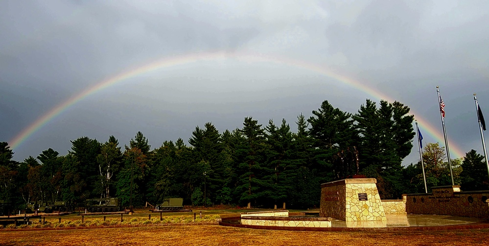 Rainbow over Fort McCoy's historic Commemorative Area