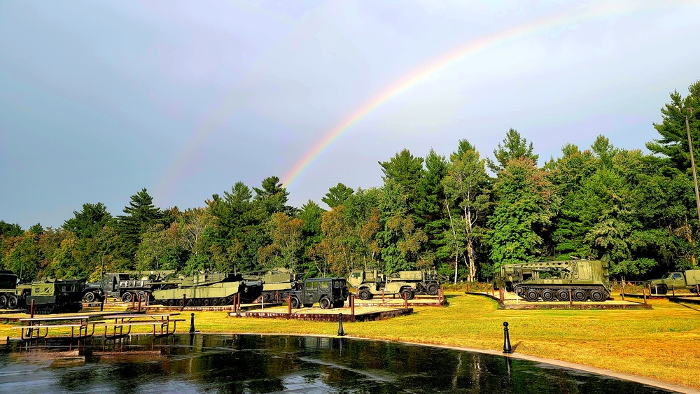 Rainbow over Fort McCoy's historic Commemorative Area