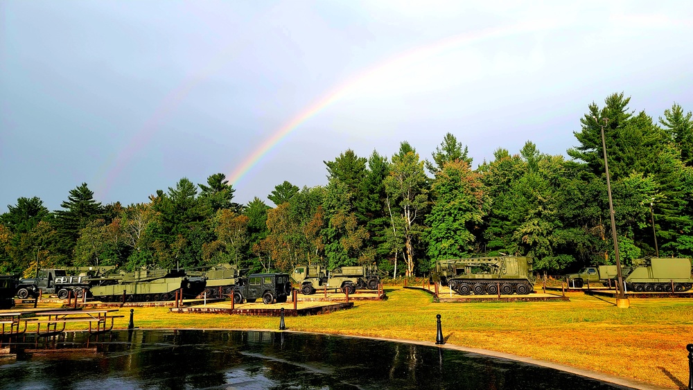 Rainbow over Fort McCoy's historic Commemorative Area