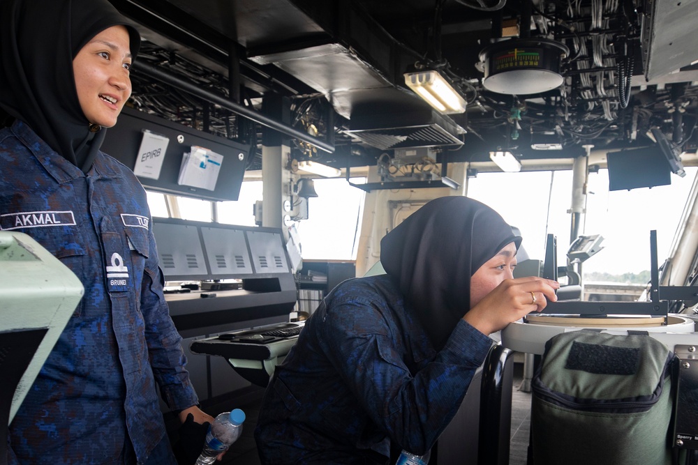 Royal Brunei Armed Forces Tour USCGC Munro During CARAT Brunei 2023