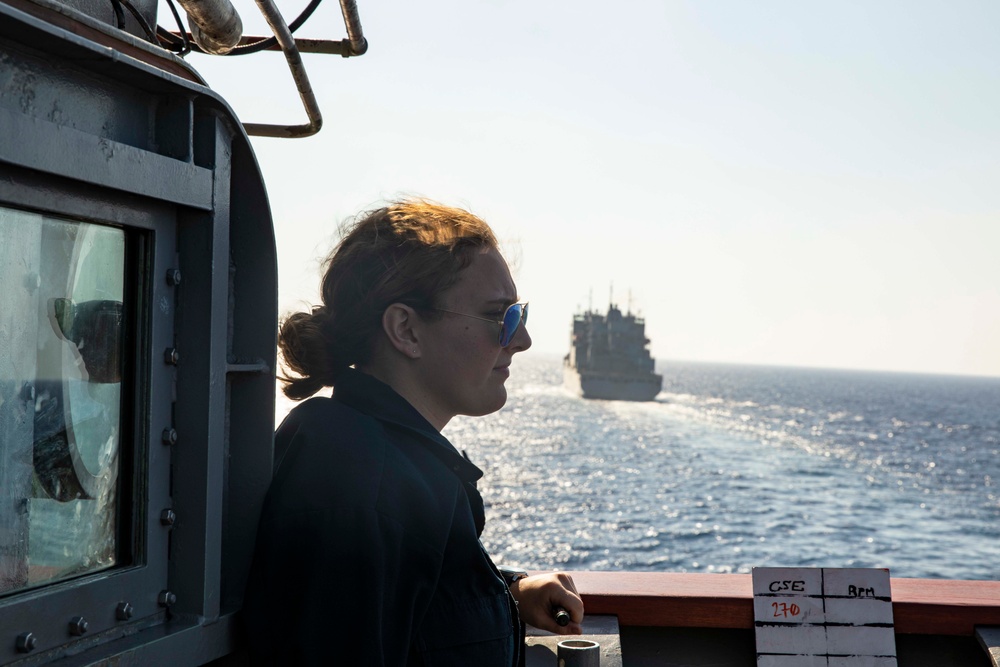 USS Normandy Conducts a Replenishment-at-Sea