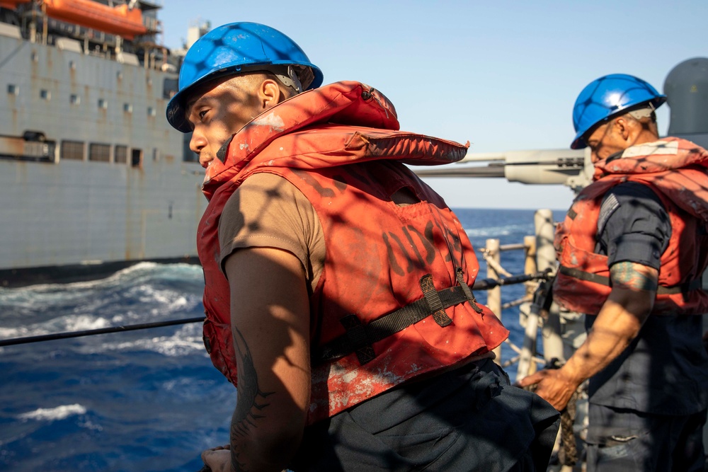 USS Normandy Conducts a Replenishment-at-Sea