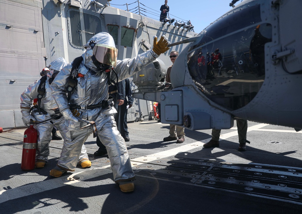 USS Dewey (DDG 105) Conducts Aircraft Firefighting Drill While Operating in the Philippine Sea