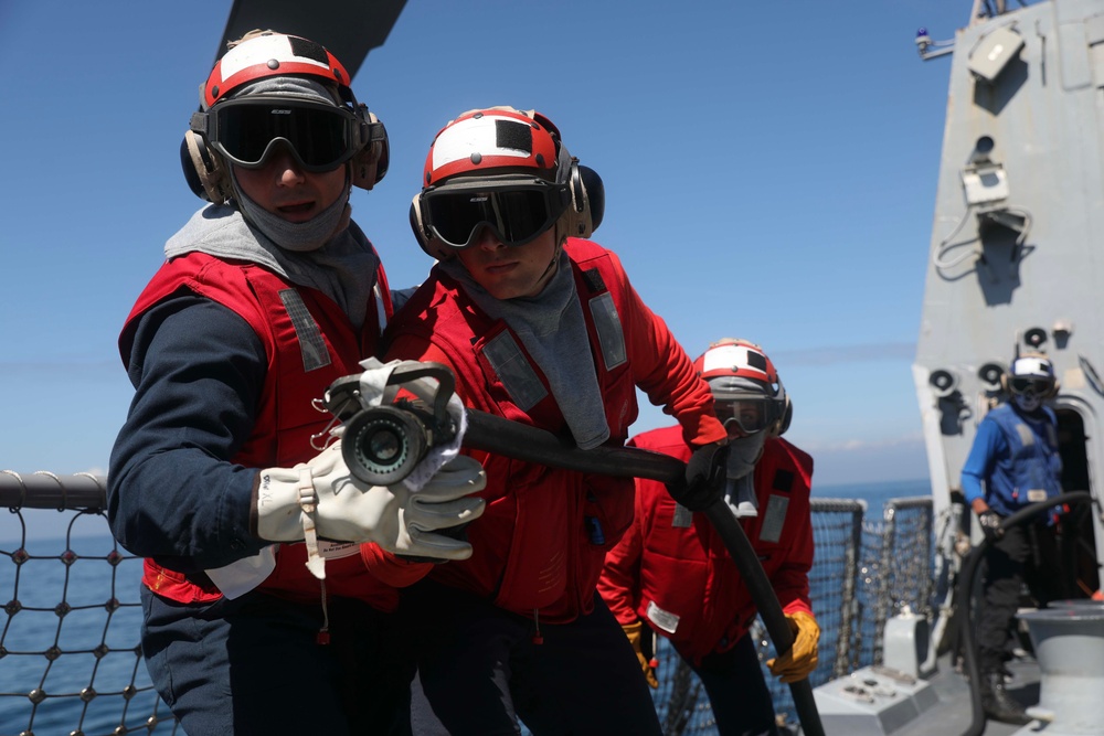 USS Dewey (DDG 105) Conducts Aircraft Firefighting Drill While Operating in the Philippine Sea