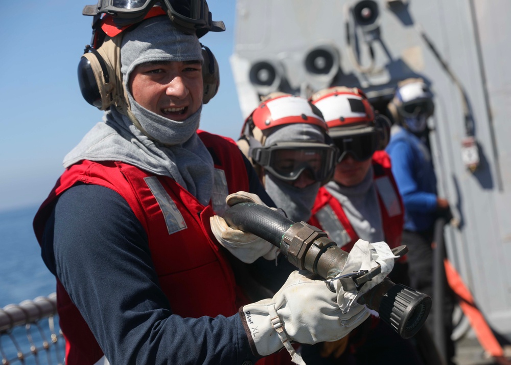 USS Dewey (DDG 105) Conducts Aircraft Firefighting Drill While Operating in the Philippine Sea