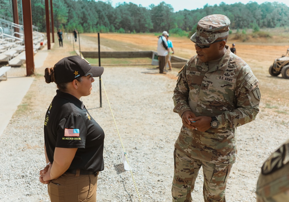 Brig. Gen. Monte L. Rone visits the U.S. Army Marksmanship Unit