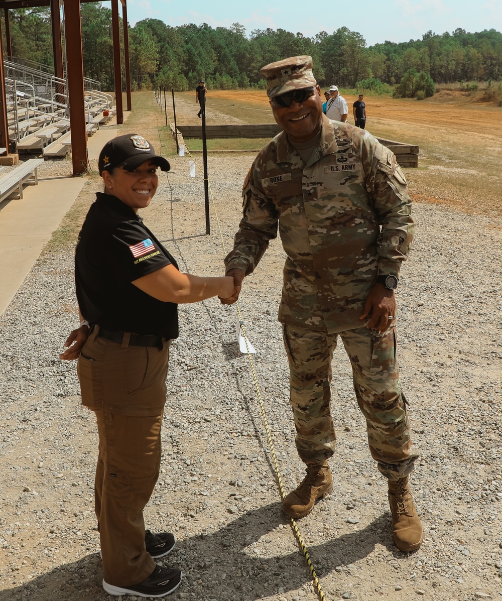 Brig. Gen. Monte L. Rone visits the U.S. Army Marksmanship Unit