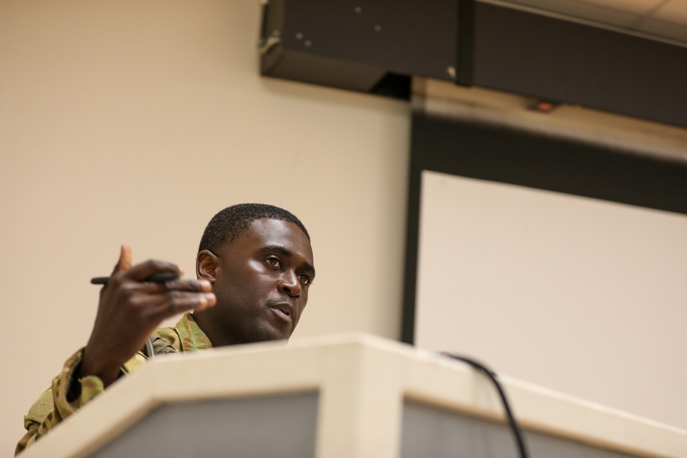 Maj. Dakitse Leads an After Action Review Discussion