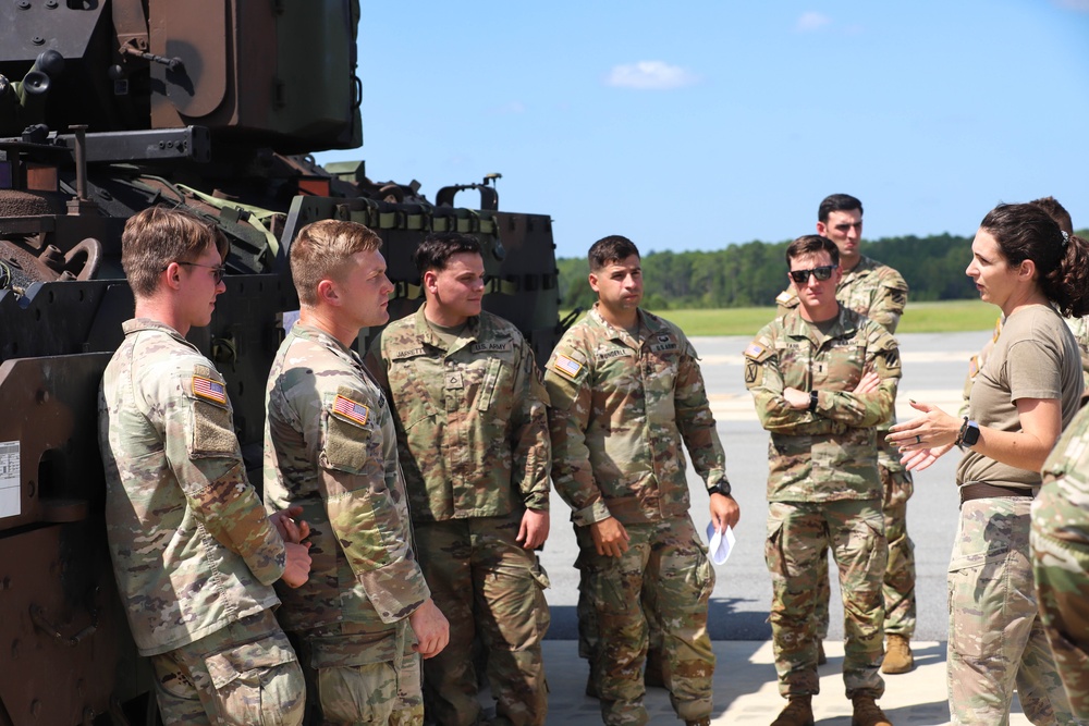 1st Battalion 64th Armor Regiment soldiers practice loading M2A4 Bradley on and off C-17 Globemaster III.