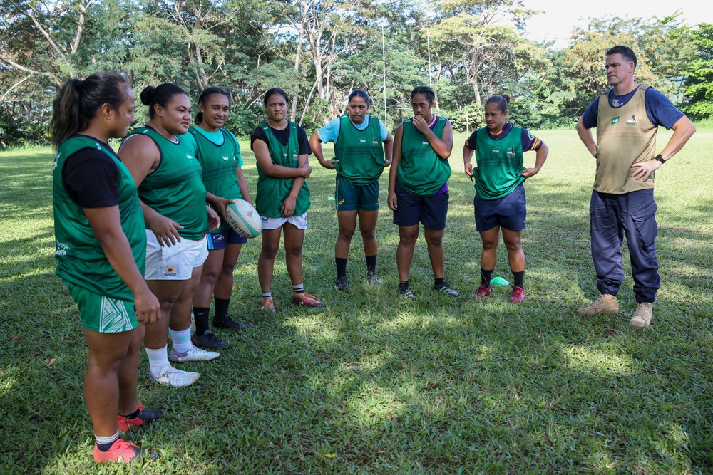 Pacific Partnership 2023 meet with Lakapi Samoa Women's Academy Rugby Team