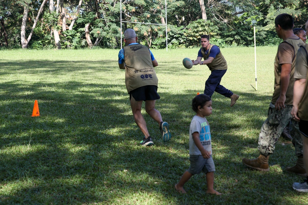 Pacific Partnership 2023 meet with Lakapi Samoa Women's Academy Rugby Team