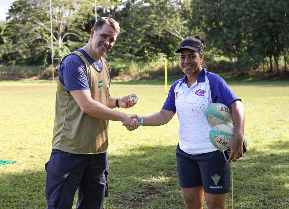 Pacific Partnership 2023 meet with Lakapi Samoa Women's Academy Rugby Team