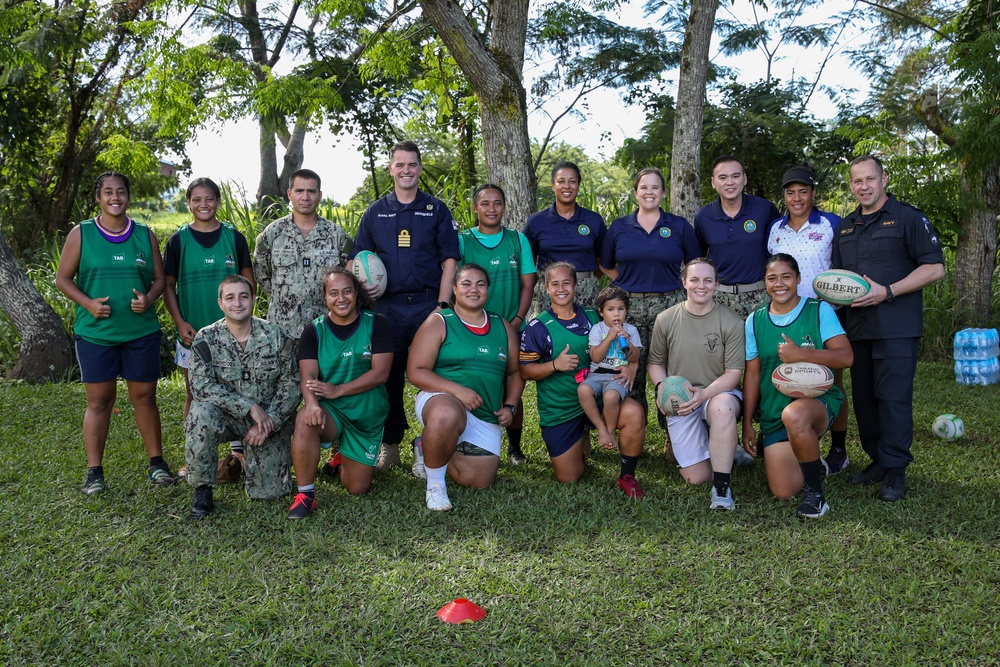 Pacific Partnership 2023 meet with Lakapi Samoa Women's Academy Rugby Team