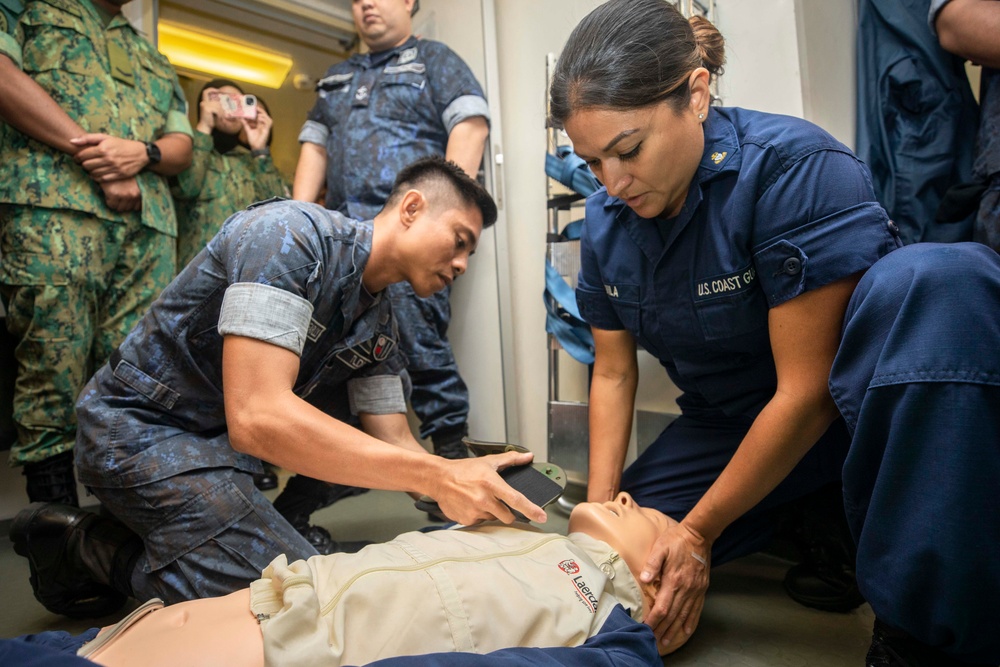 USCGC Munro and Royal Brunei Navy Participate in Medical Engagement for CARAT Brunei 2023