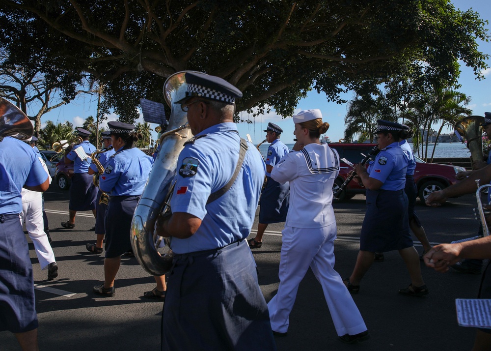 Pacific Partnership 2023 Wind Quintet Marches with Royal Samoa Police Band