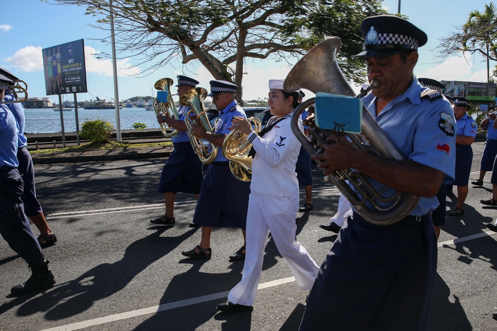 Pacific Partnership 2023 Wind Quintet Marches with Royal Samoa Police Band