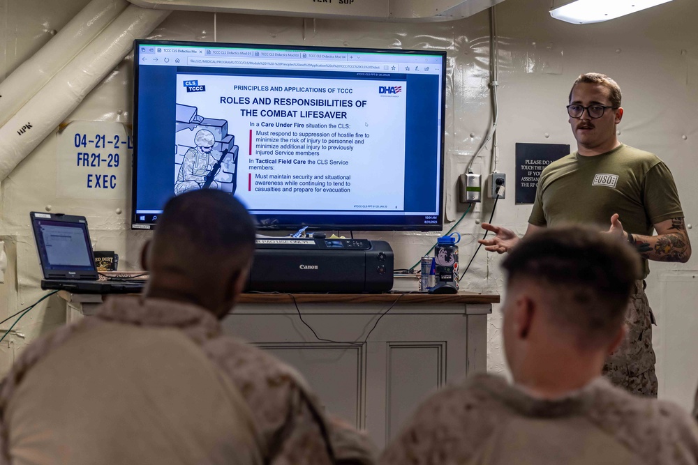 The 26th MEU(SOC)/BAT ARG Conducts Combat Life Saver Course Tier 2 Class