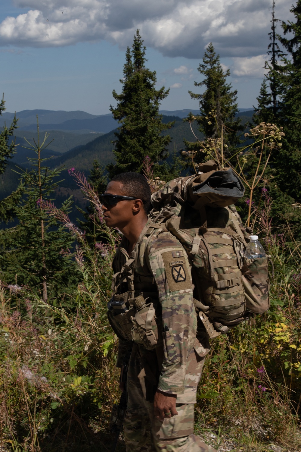 Soldiers from 10th Mountain Division and Bulgarian Land Forces 101st Alpine Regiment participate in the Rhodope 23 tactical movement and mountain survival techniques event on Sep. 13, 2023, near Smolyan, Bulgaria