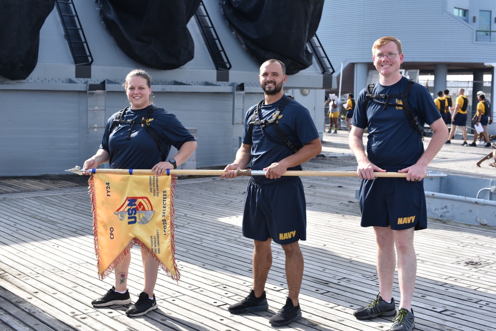 USS Fort Lauderdale (LPD 28) Chief Petty Officer Selectees participate in CPO Heritage Days Training event