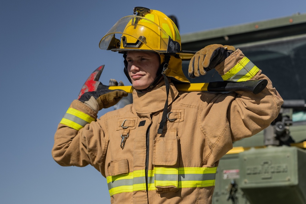 Aircraft Rescue and Firefighting Marines conduct drills to maintain readiness