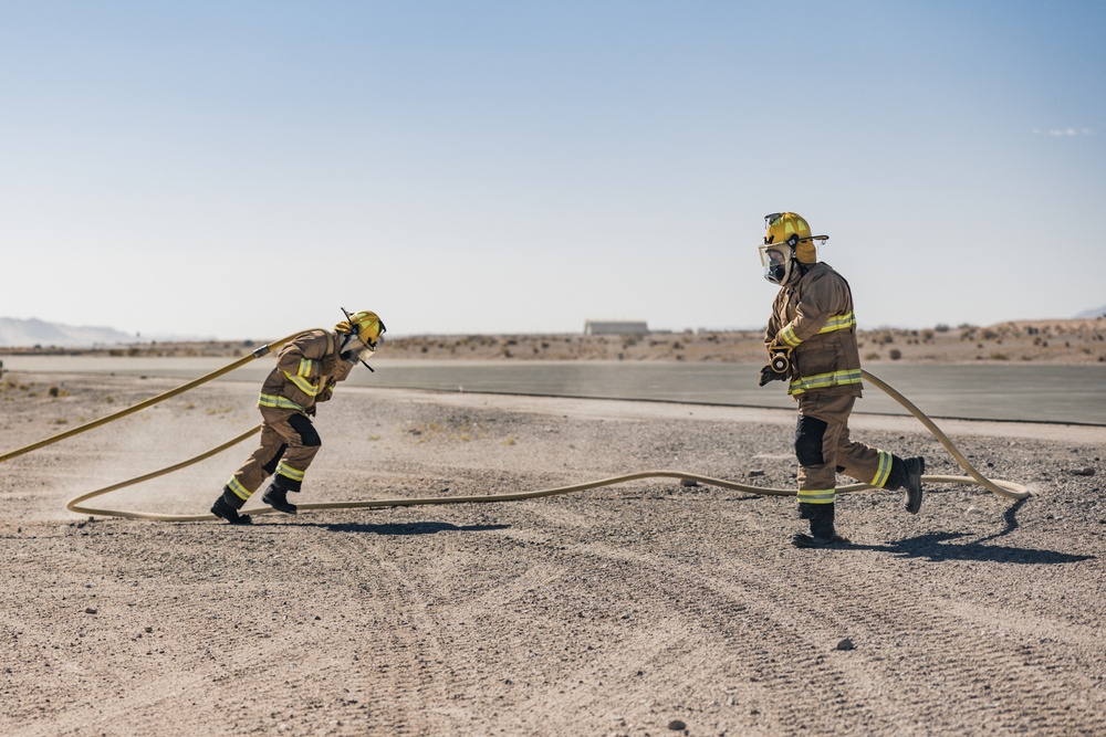 Aircraft Rescue and Firefighting Marines conduct drills to maintain readiness