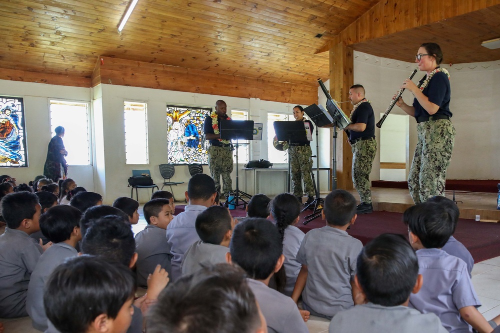 Pacific Partnership 2023 Wind Quintet performs at St. Peter Chanel Primary School