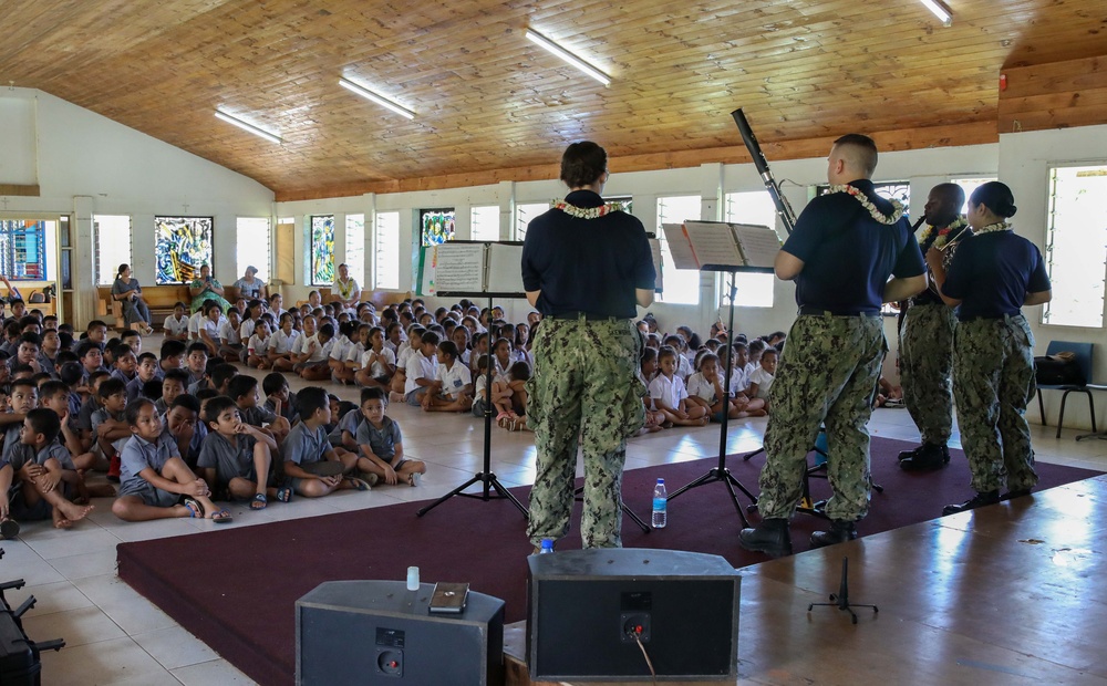 Pacific Partnership 2023 Wind Quintet performs at St. Peter Chanel Primary School