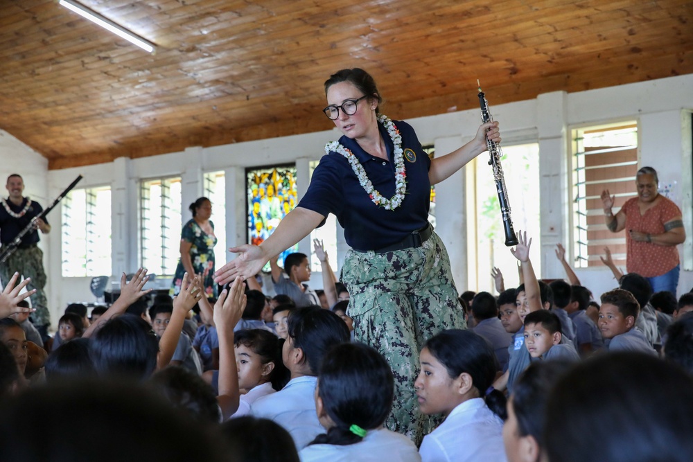 Pacific Partnership 2023 Wind Quintet performs at St. Peter Chanel Primary School