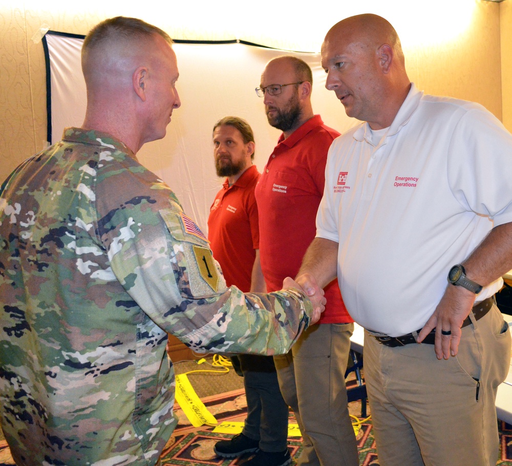 Brig. Gen. Kirk E. Gibbs meets with USACE first responders