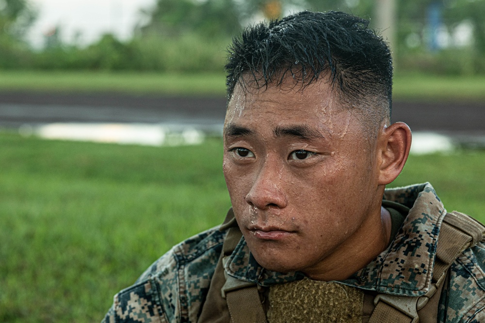 U.S. Marines conduct morning physical training for a Martial Arts Instructor course