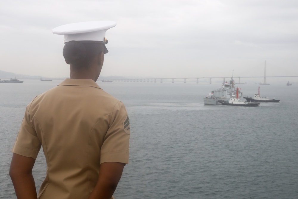 3d MLG Marines man the rails for 73rd Anniversary of Incheon Landing