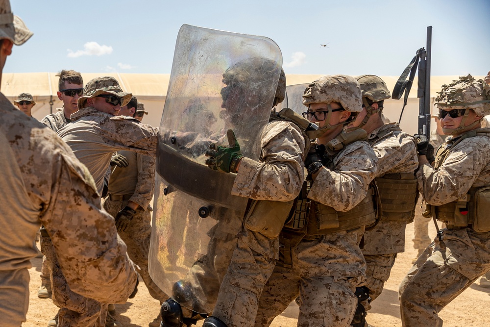 Bright Star 23: U.S. Marines practice riot control procedures